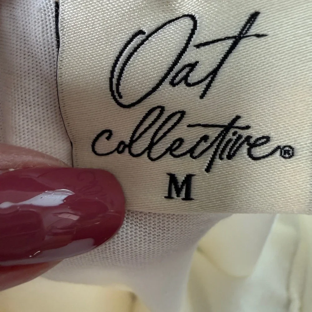 Oat Collective Womens America Graphic Long Sleeve Tee Cream Navy Blue Size M - Picture 5 of 9